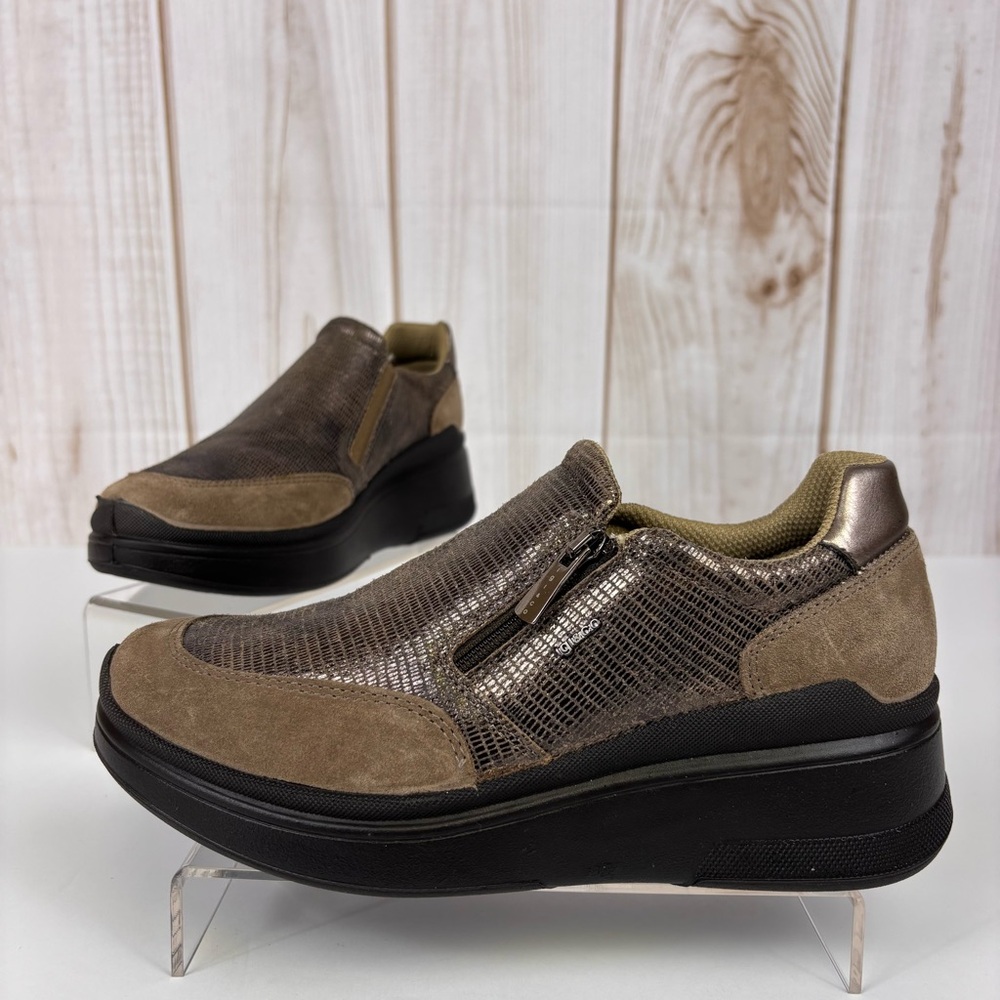 IGI & Co Platform Wedge Sneakers Italian Lightweight Trainer Shoes Brown Size 38